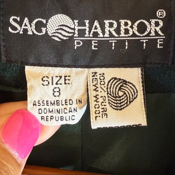 Sag Harbor Emerald Green 100% Wool Blazer Size 8 Workwear Office Casual Academia - Picture 5 of 12